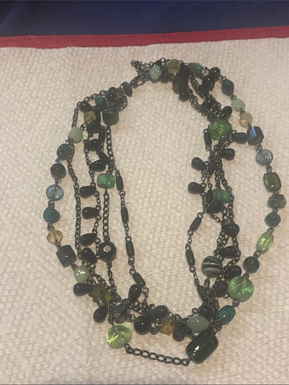 Lia Sophia Multi-Strand Black and Green Beaded Necklace
